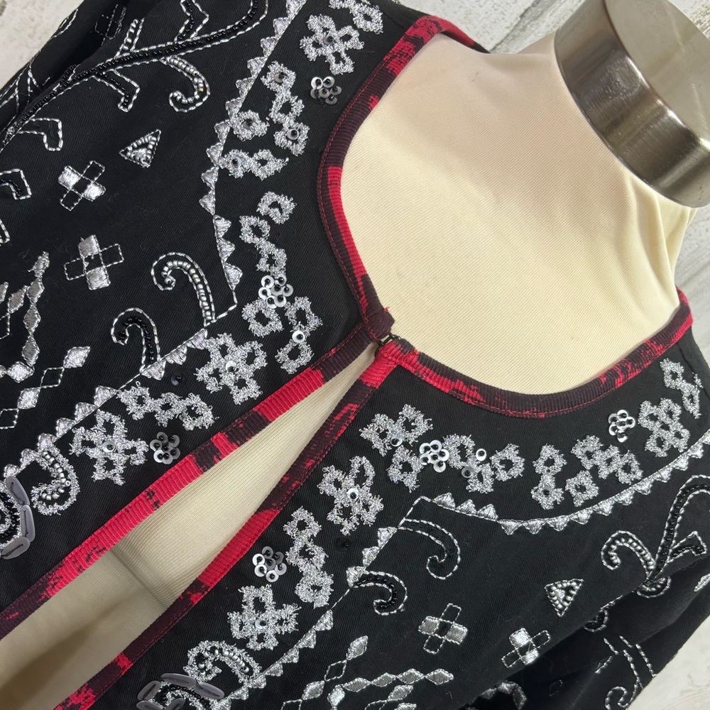 Notations Embroidered Open Front Jacket - Picture 3 of 10